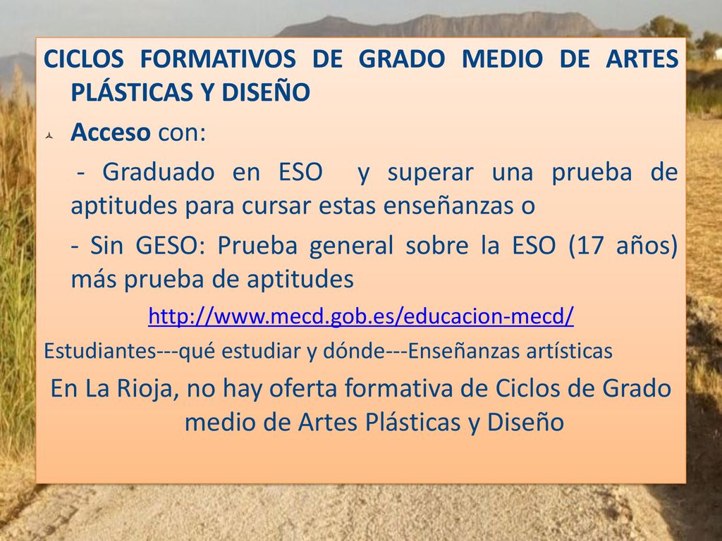 CICLOS FORMATIVOS DE GRADO MEDIO DE ARTES PLÁSTICAS Y DISEÑO
