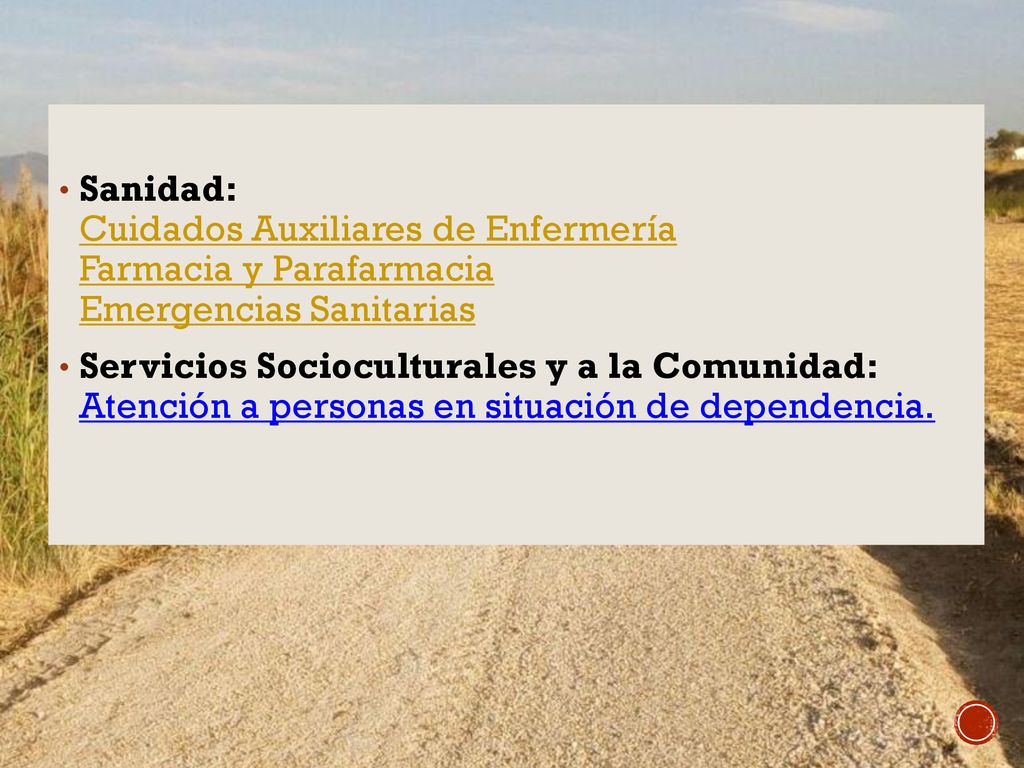 Sanidad: Cuidados Auxiliares de Enfermería Farmacia y Parafarmacia Emergencias Sanitarias