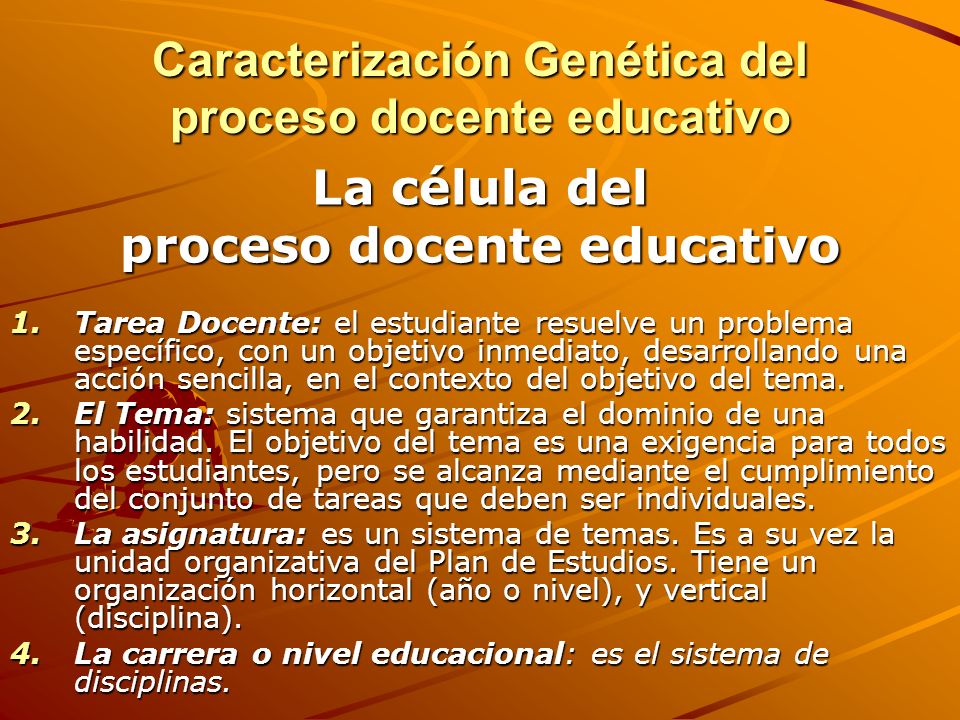 Caracterización Genética del proceso docente educativo