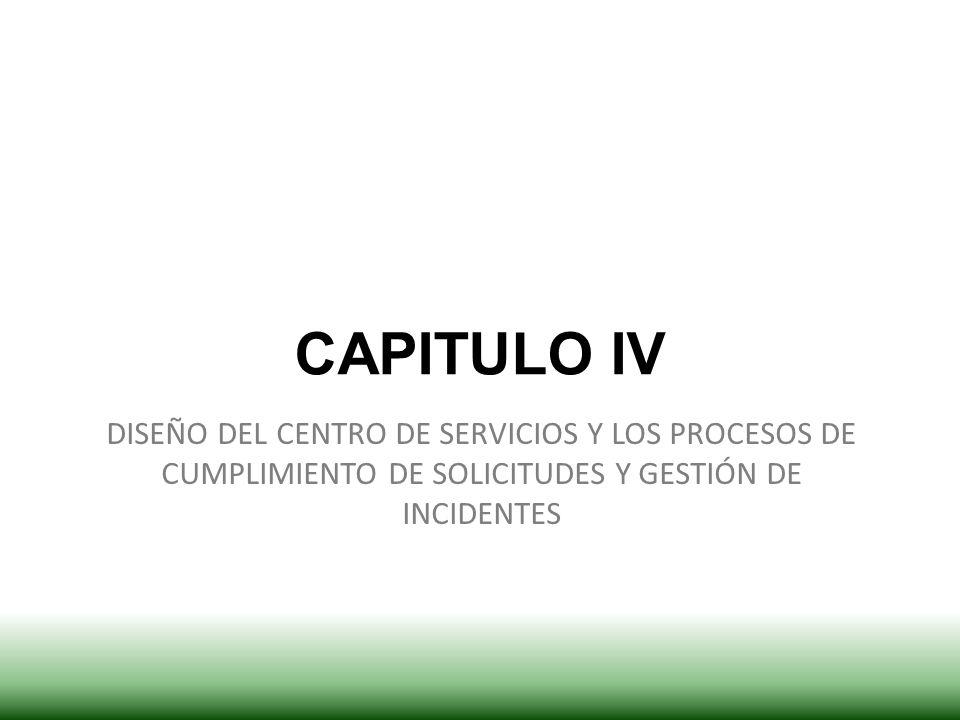 CAPITULO IV DISEÑO DEL CENTRO DE SERVICIOS Y LOS PROCESOS DE CUMPLIMIENTO DE SOLICITUDES Y GESTIÓN DE INCIDENTES.