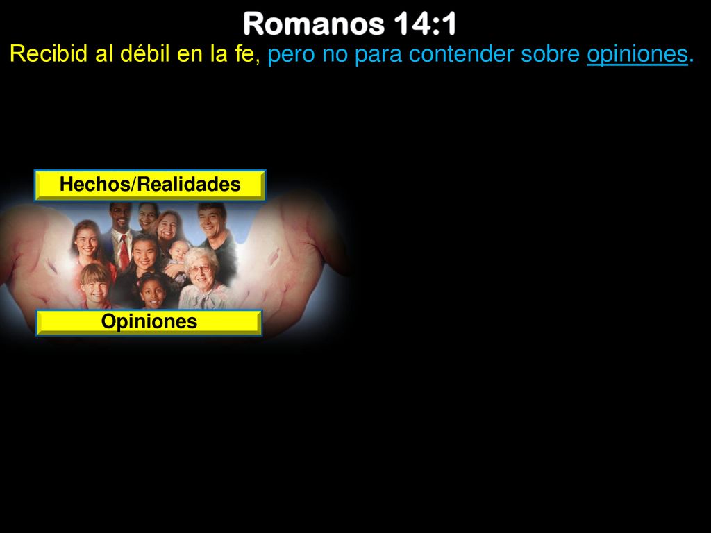 Recibid al débil en la fe, pero no para contender sobre opiniones.