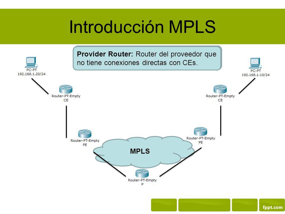Custmer Edge: Router situado en el cliente que no implementa MPLS