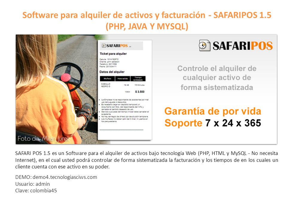 Software para alquiler de activos y facturación - SAFARIPOS 1