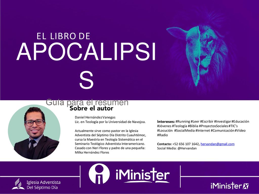 APOCALIPSIS EL LIBRO DE Guía para el resumen Daniel Hernández Vanegas