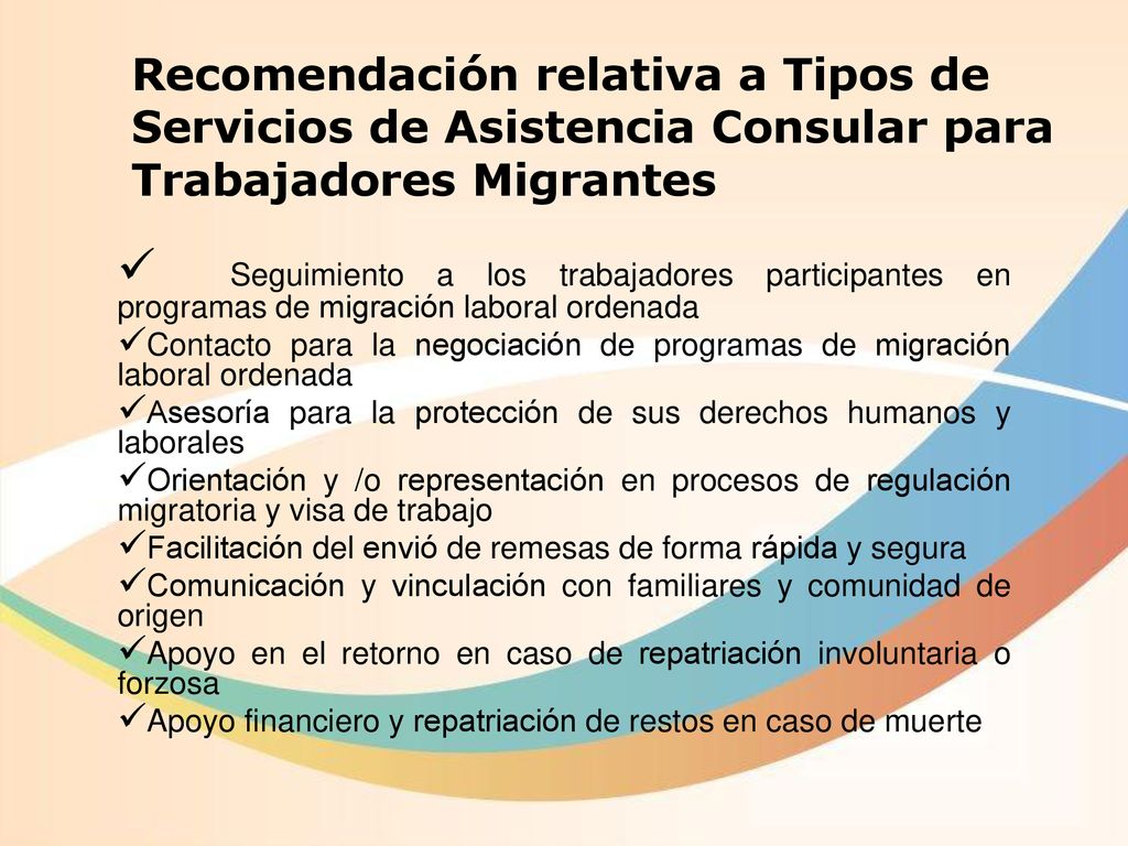 Recomendación relativa a Tipos de Servicios de Asistencia Consular para Trabajadores Migrantes
