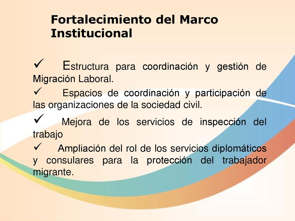 Estructura para coordinación y gestión de Migración Laboral.
