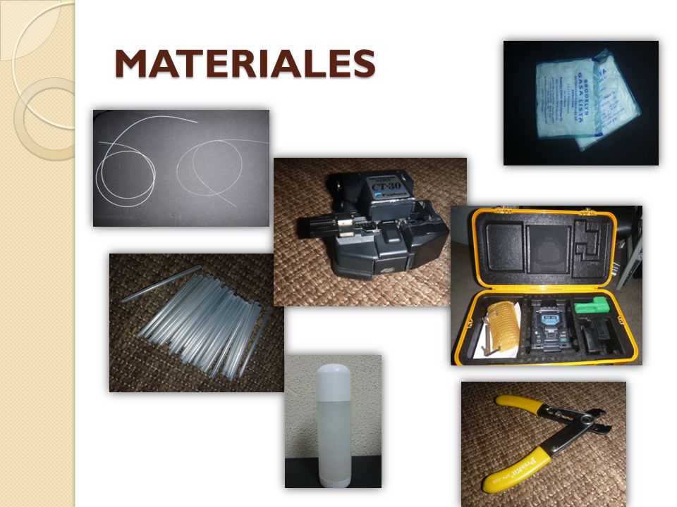 MATERIALES Para realizar la fusión se necesitara los siguientes materiales: Dos hilos de fibra SM o MM.
