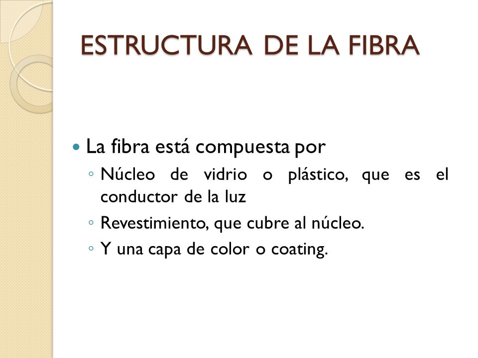 ESTRUCTURA DE LA FIBRA La fibra está compuesta por