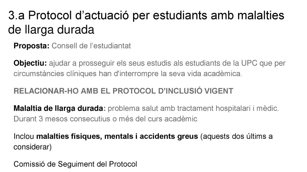 3.a Protocol d’actuació per estudiants amb malalties de llarga durada