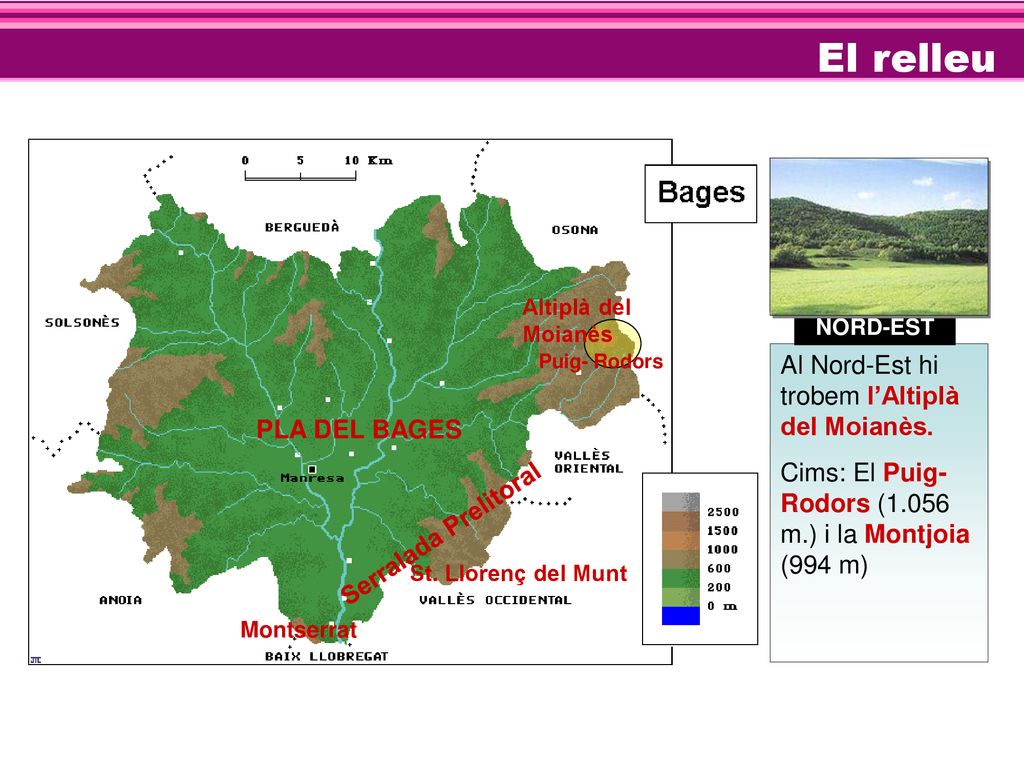 El relleu Al Nord-Est hi trobem l’Altiplà del Moianès.