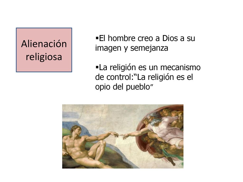 Alienación religiosa El hombre creo a Dios a su imagen y semejanza