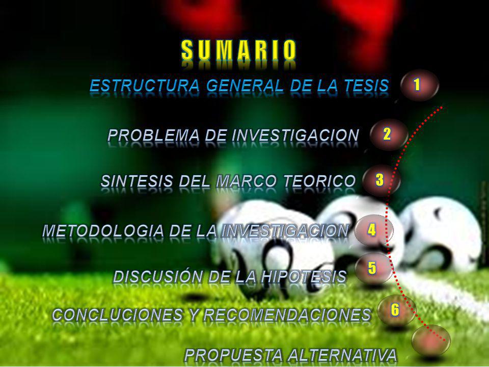 S U M A R I O ESTRUCTURA GENERAL DE LA TESIS PROBLEMA DE INVESTIGACION