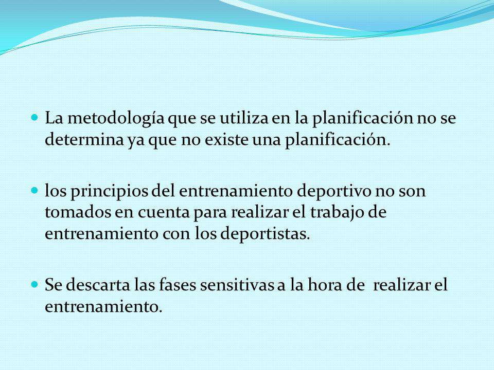 La metodología que se utiliza en la planificación no se determina ya que no existe una planificación.