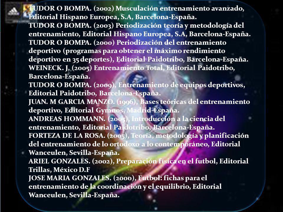 TUDOR O BOMPA. (2002) Musculación entrenamiento avanzado, Editorial Hispano Europea, S.A, Barcelona-España.
