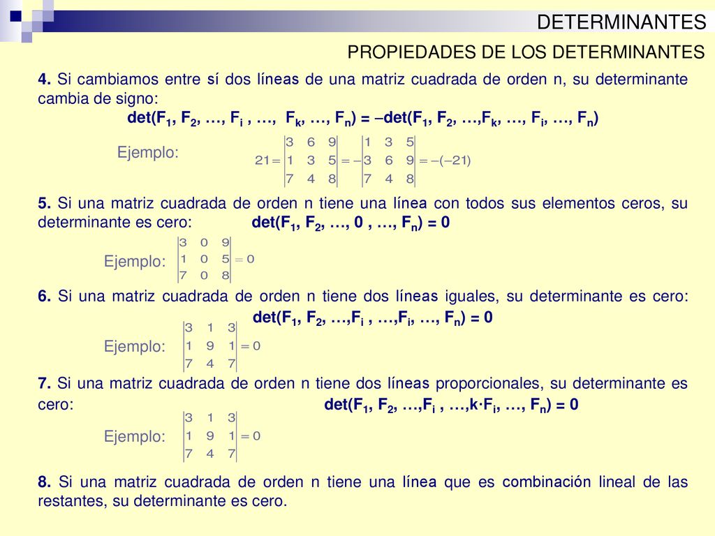 det(F1, F2, …, Fi , …, Fk, …, Fn) = det(F1, F2, …,Fk, …, Fi, …, Fn)