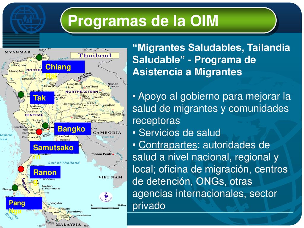 Programas de la OIM Migrantes Saludables, Tailandia Saludable - Programa de Asistencia a Migrantes.