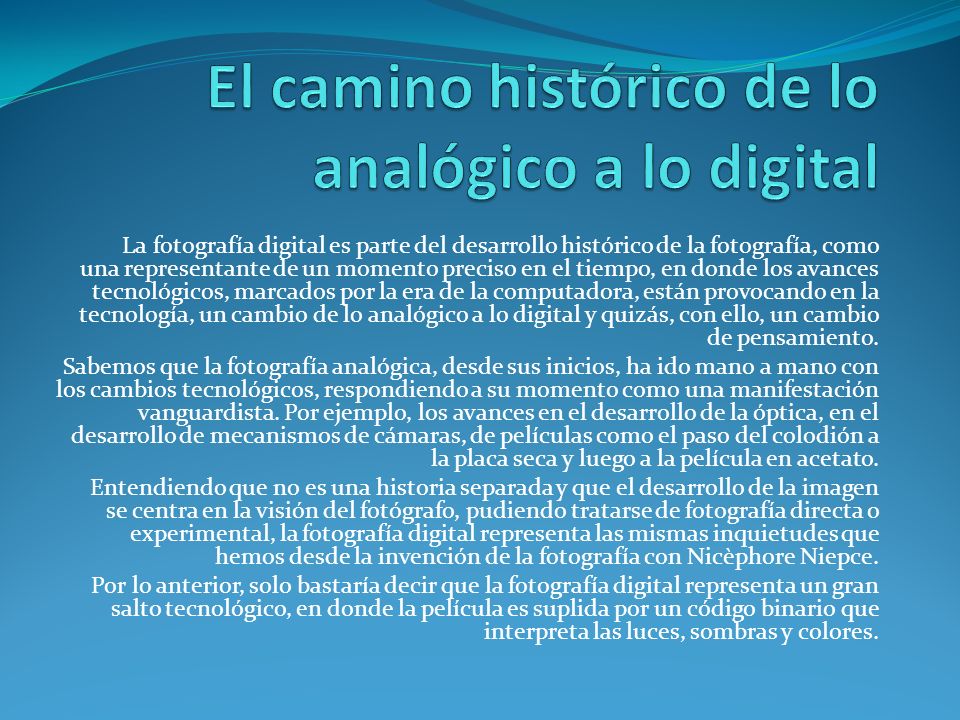 El camino histórico de lo analógico a lo digital