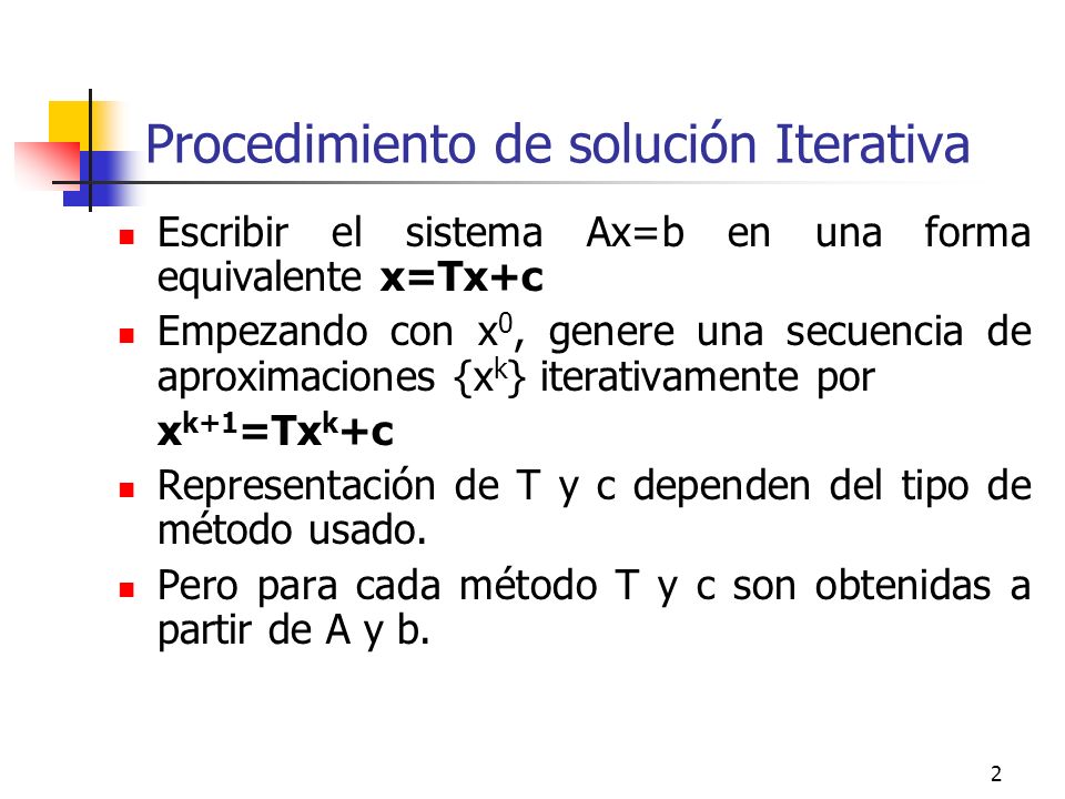 Procedimiento de solución Iterativa