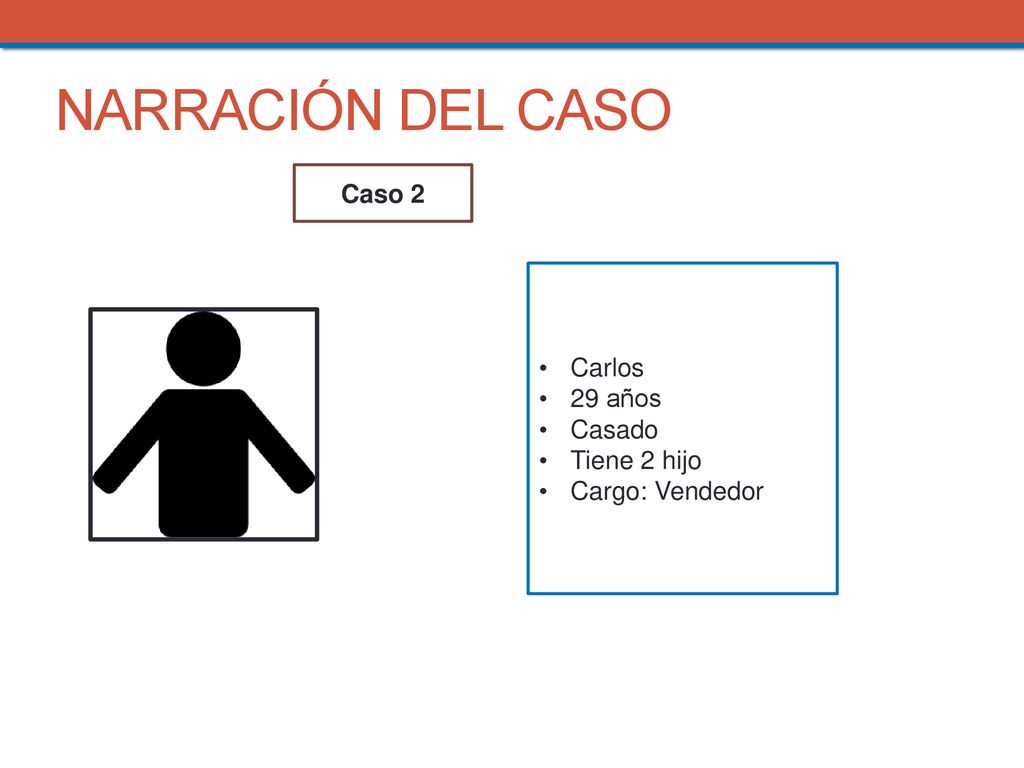 NARRACIÓN DEL CASO Caso 2 Carlos 29 años Casado Tiene 2 hijo