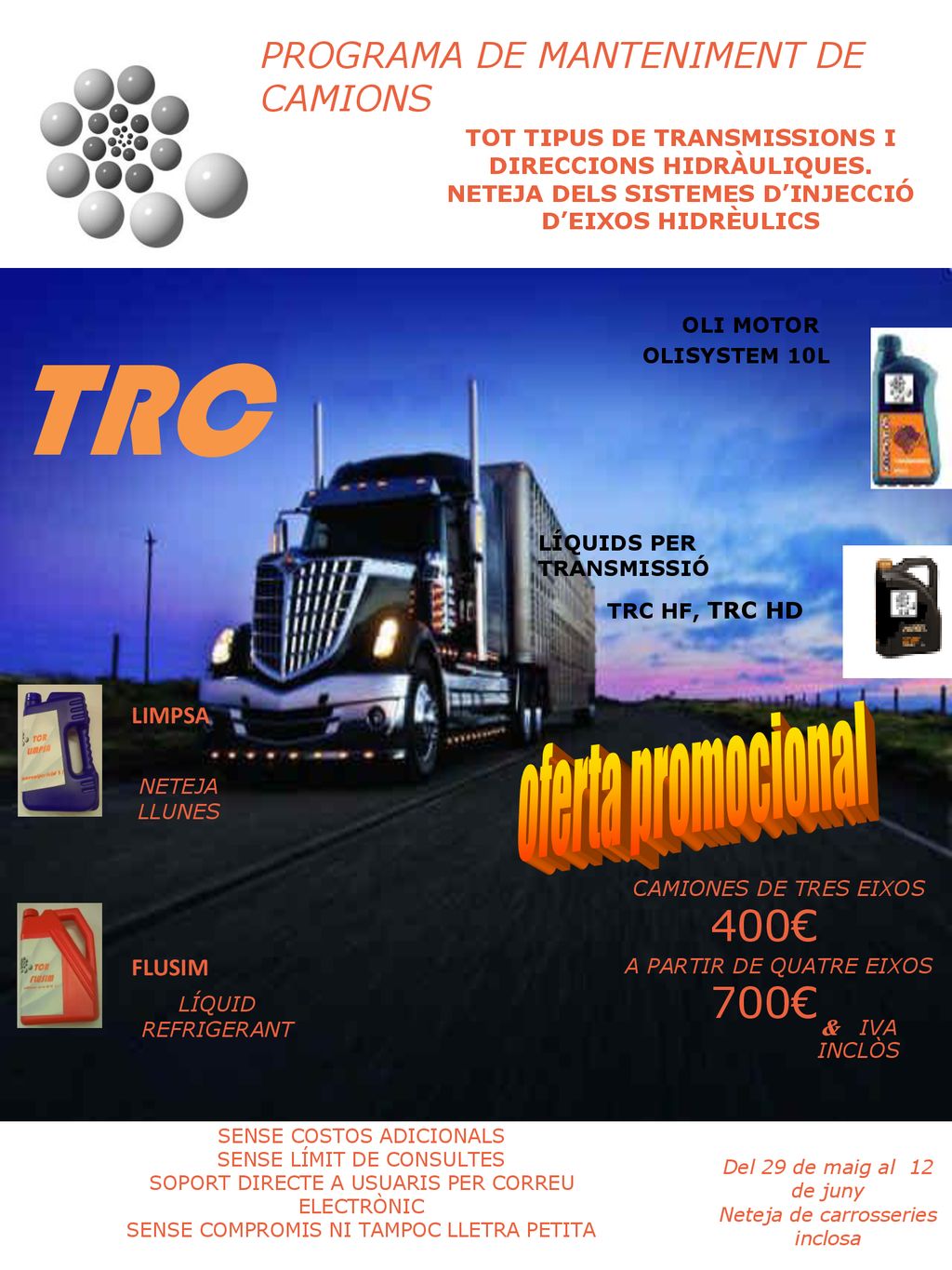TRC oferta promocional 400€ 700€ PROGRAMA DE MANTENIMENT DE CAMIONS