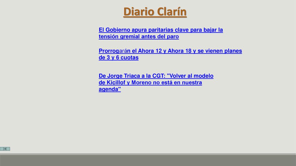 Diario Clarín El Gobierno apura paritarias clave para bajar la tensión gremial antes del paro.