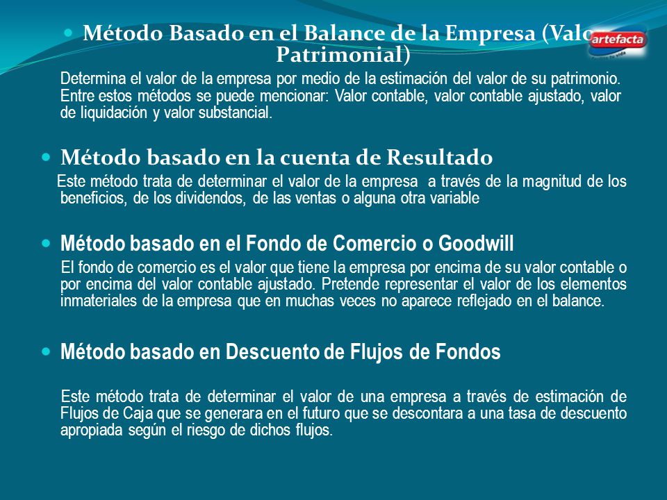 Método Basado en el Balance de la Empresa (Valor Patrimonial)