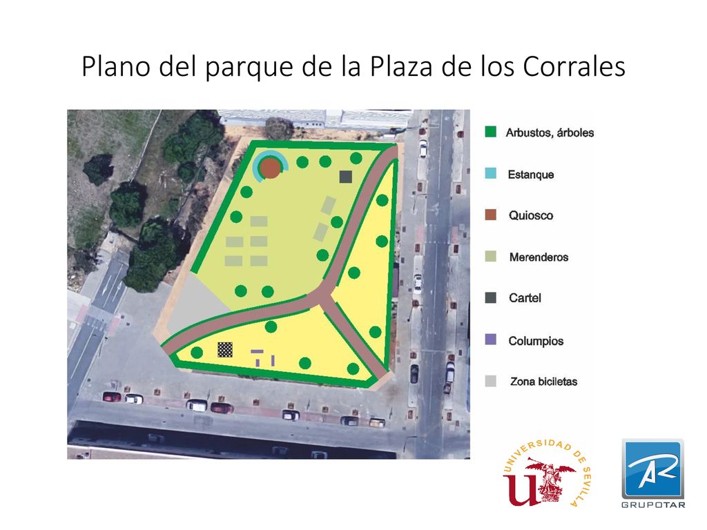 Plano del parque de la Plaza de los Corrales