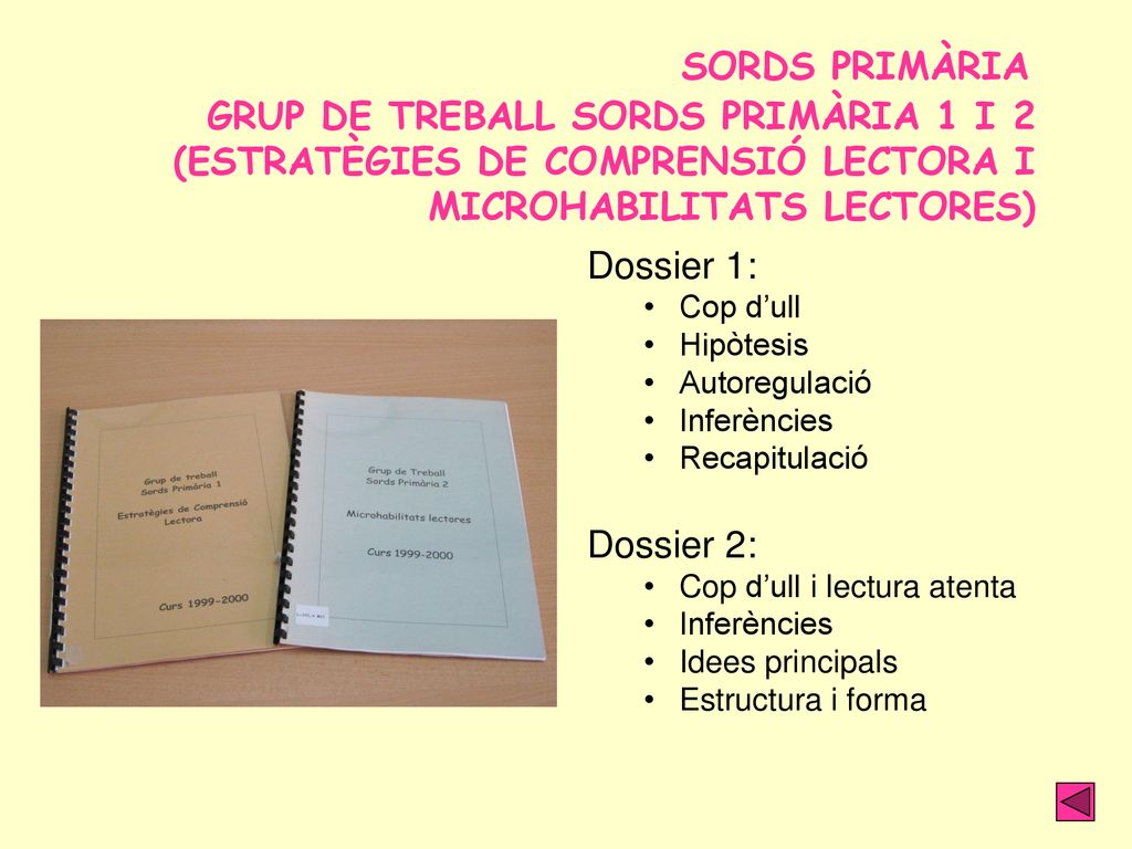 SORDS PRIMÀRIA GRUP DE TREBALL SORDS PRIMÀRIA 1 I 2 (ESTRATÈGIES DE COMPRENSIÓ LECTORA I MICROHABILITATS LECTORES)