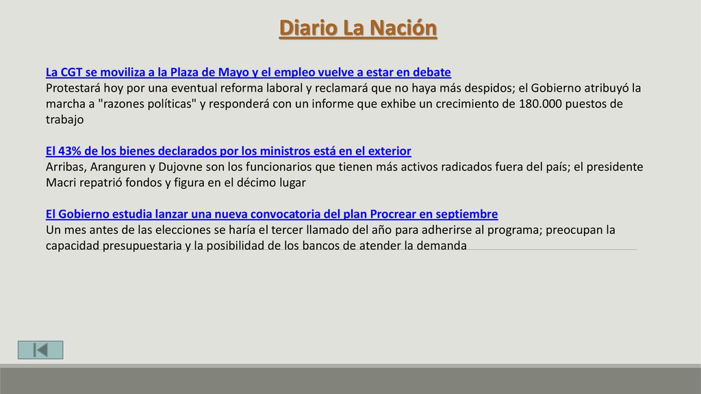 Diario La Nación La CGT se moviliza a la Plaza de Mayo y el empleo vuelve a estar en debate.