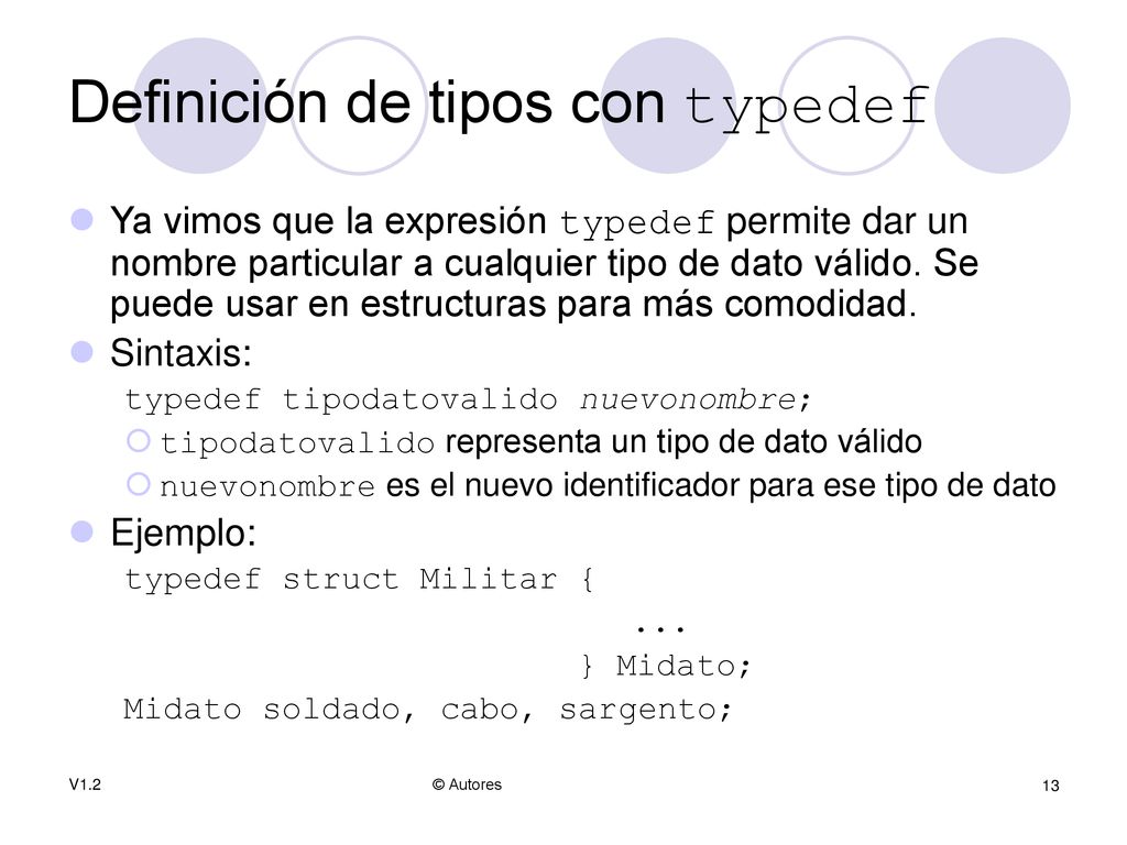 Definición de tipos con typedef