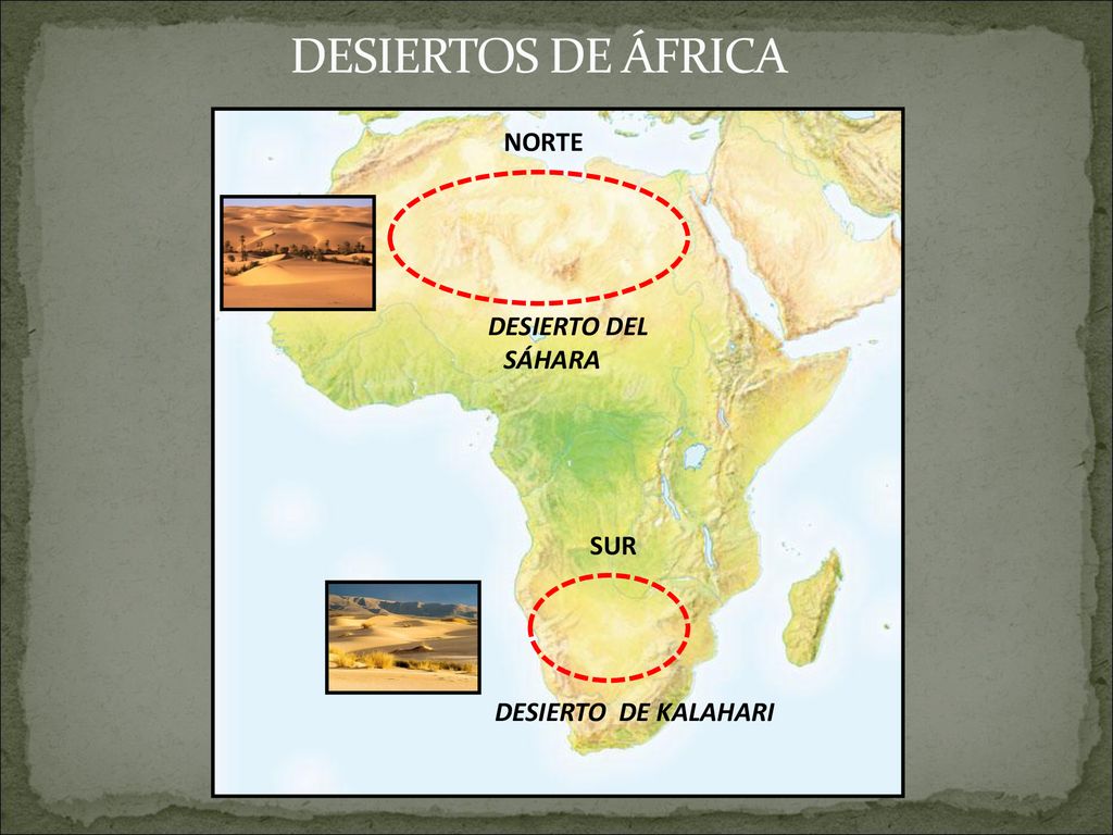 DESIERTOS DE ÁFRICA NORTE DESIERTO DEL SÁHARA SUR DESIERTO DE KALAHARI