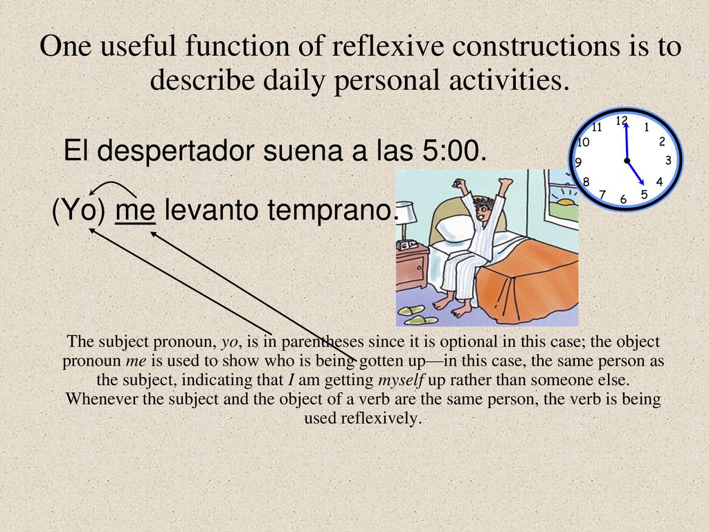 One useful function of reflexive constructions is to describe daily personal activities.