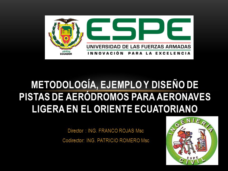 Director : ING. FRANCO ROJAS Msc Codirector: ING. PATRICIO ROMERO Msc