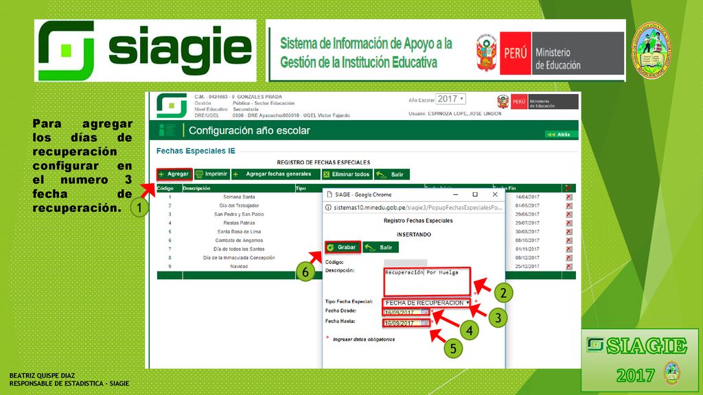Para agregar los días de recuperación configurar en el numero 3 fecha de recuperación.