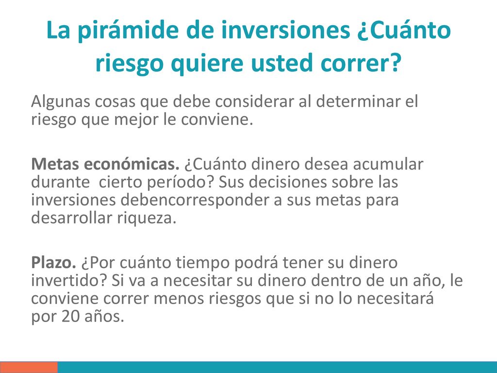 La pirámide de inversiones ¿Cuánto riesgo quiere usted correr
