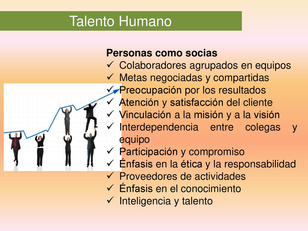 Talento Humano Personas como socias Colaboradores agrupados en equipos
