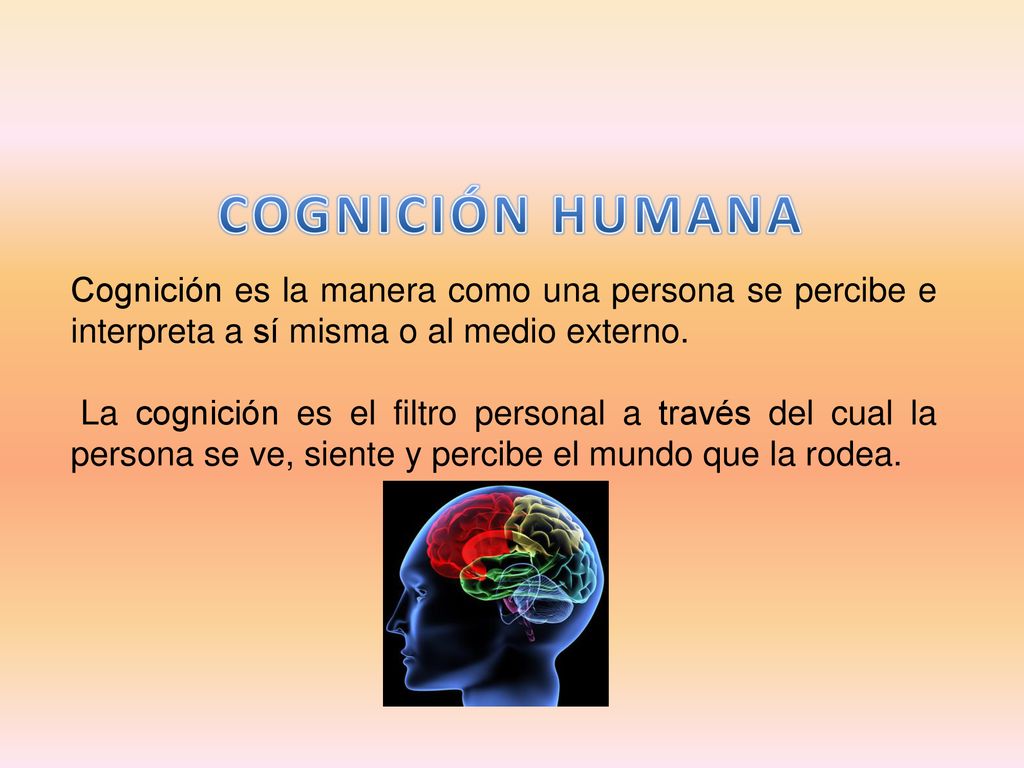 COGNICIÓN HUMANA Cognición es la manera como una persona se percibe e interpreta a sí misma o al medio externo.