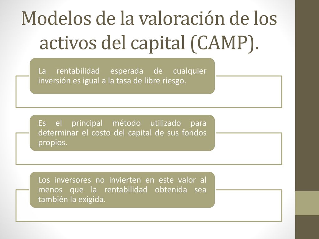 Modelos de la valoración de los activos del capital (CAMP).