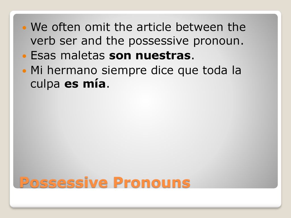 We often omit the article between the verb ser and the possessive pronoun.