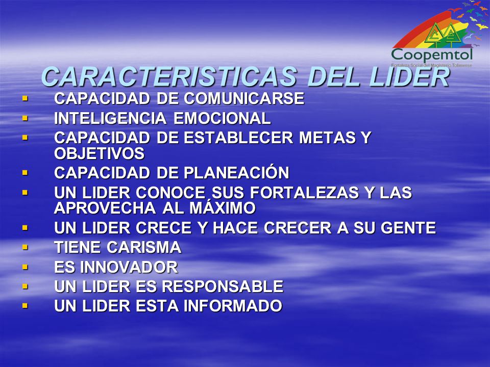 CARACTERISTICAS DEL LIDER