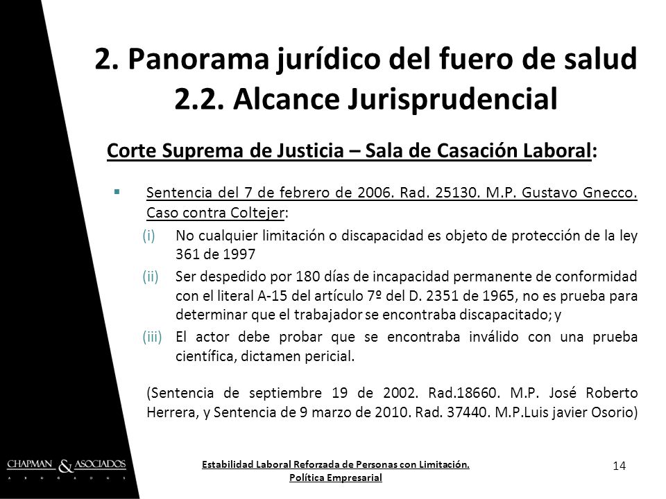 2. Panorama jurídico del fuero de salud 2.2. Alcance Jurisprudencial