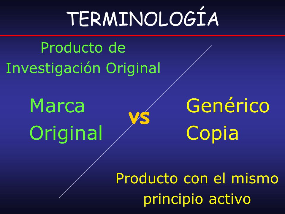 vs Marca Original Genérico Copia TERMINOLOGÍA