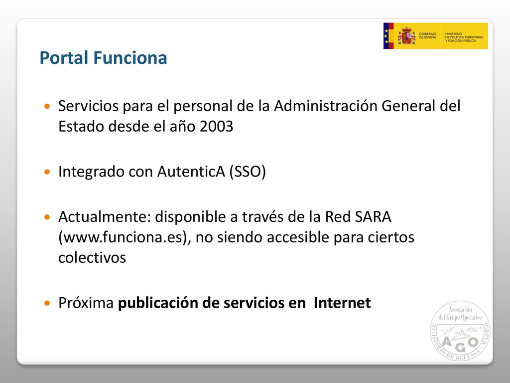 Portal Funciona Servicios para el personal de la Administración General del Estado desde el año