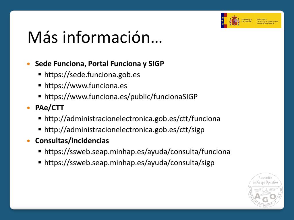 Más información… Sede Funciona, Portal Funciona y SIGP