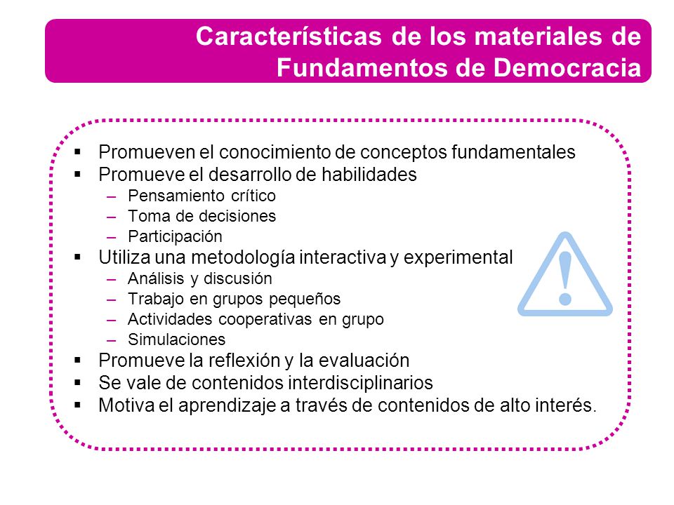 Características de los materiales de Fundamentos de Democracia