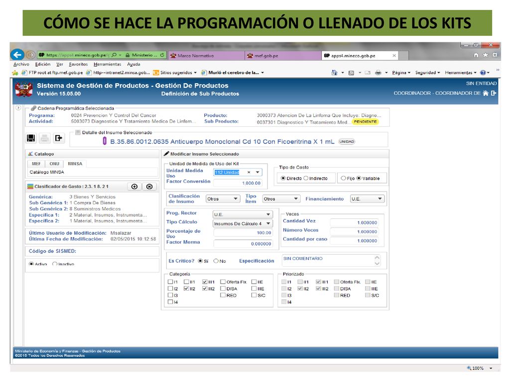 CÓMO SE HACE LA PROGRAMACIÓN O LLENADO DE LOS KITS