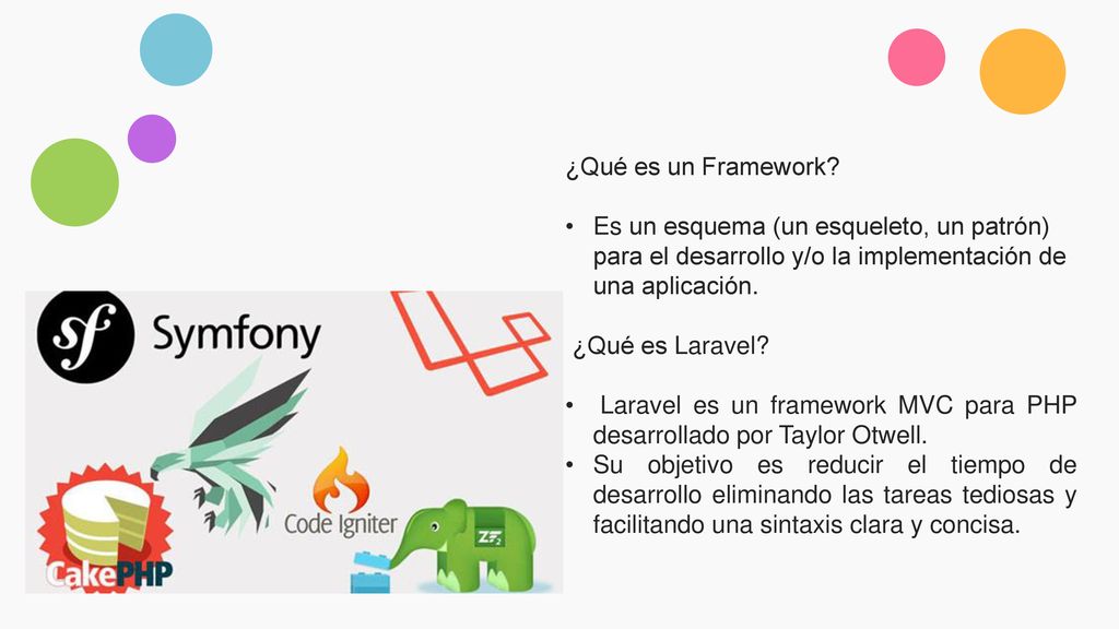 ¿Qué es un Framework Es un esquema (un esqueleto, un patrón) para el desarrollo y/o la implementación de una aplicación.