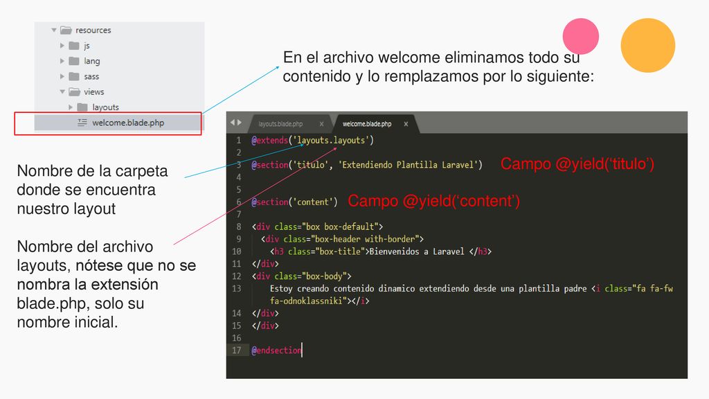 En el archivo welcome eliminamos todo su contenido y lo remplazamos por lo siguiente: