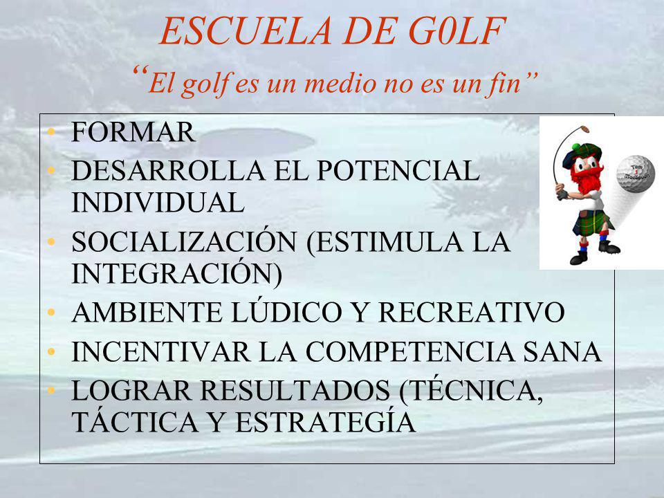 ESCUELA DE G0LF El golf es un medio no es un fin