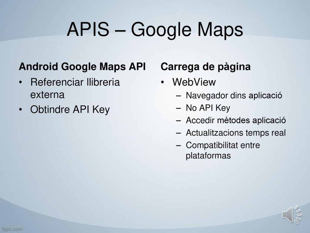 APIS – Google Maps Android Google Maps API Carrega de pàgina